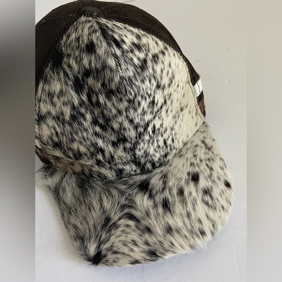 Western Real Cowhide and Leather Trucker Hat Style Snap Back Cap Mesh Adjustable - Picture 3 of 13